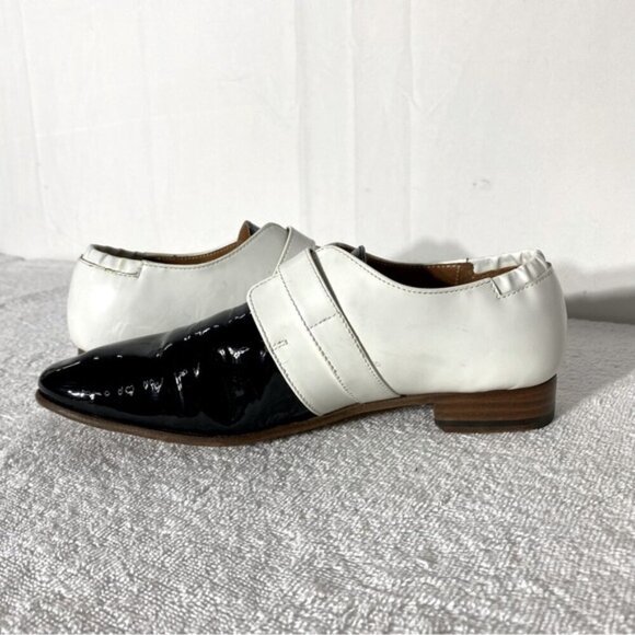 John Fluevog Two Tone Blk & Wht Patent Leather The Gateways Johnston Monkstrap 8 - Picture 14 of 15
